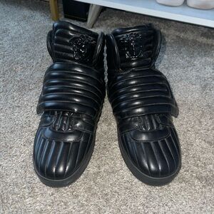 Versace Black Quilted Leather High-Top Sneakers